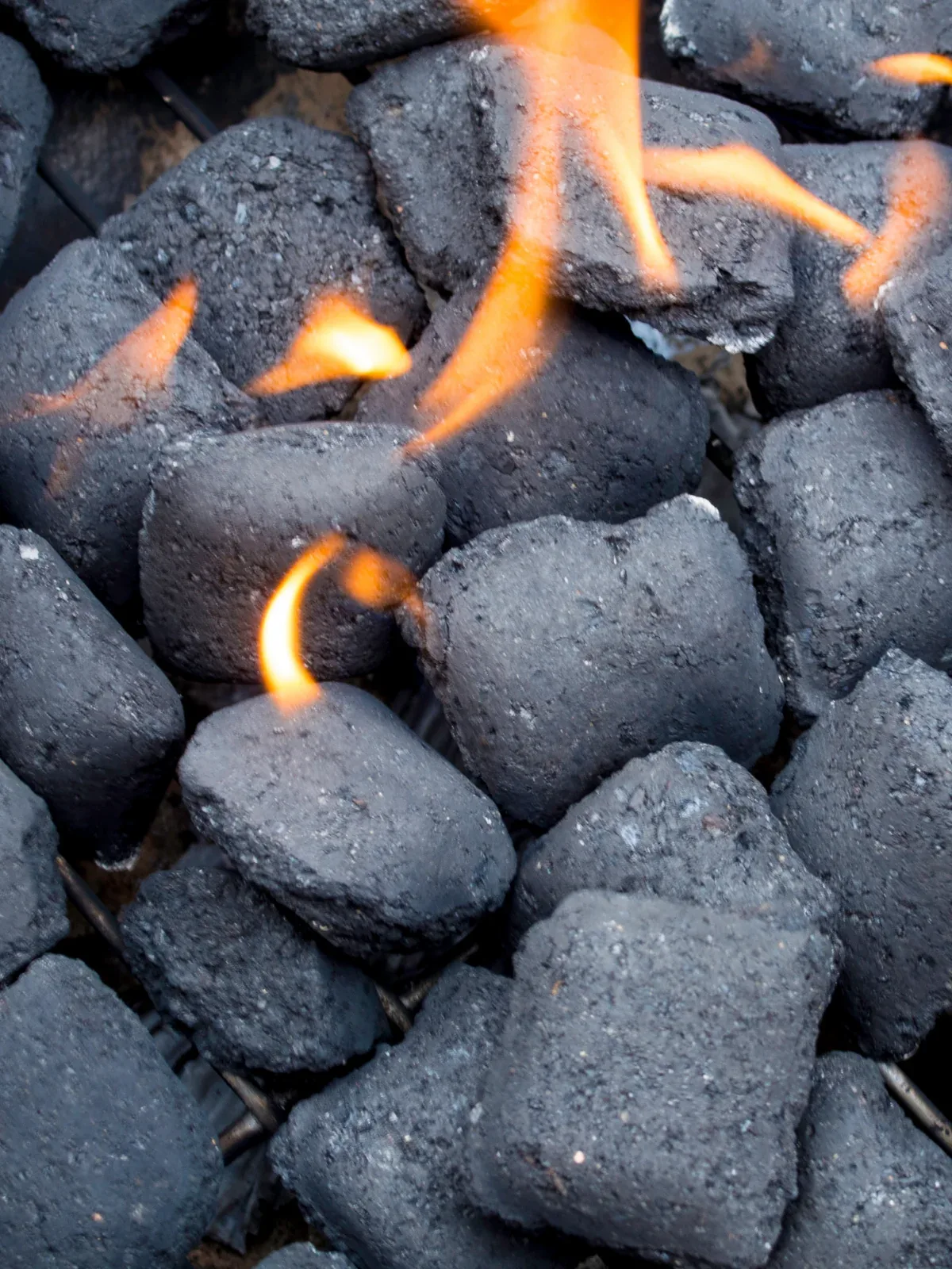 Briquetas de carbón encendidas