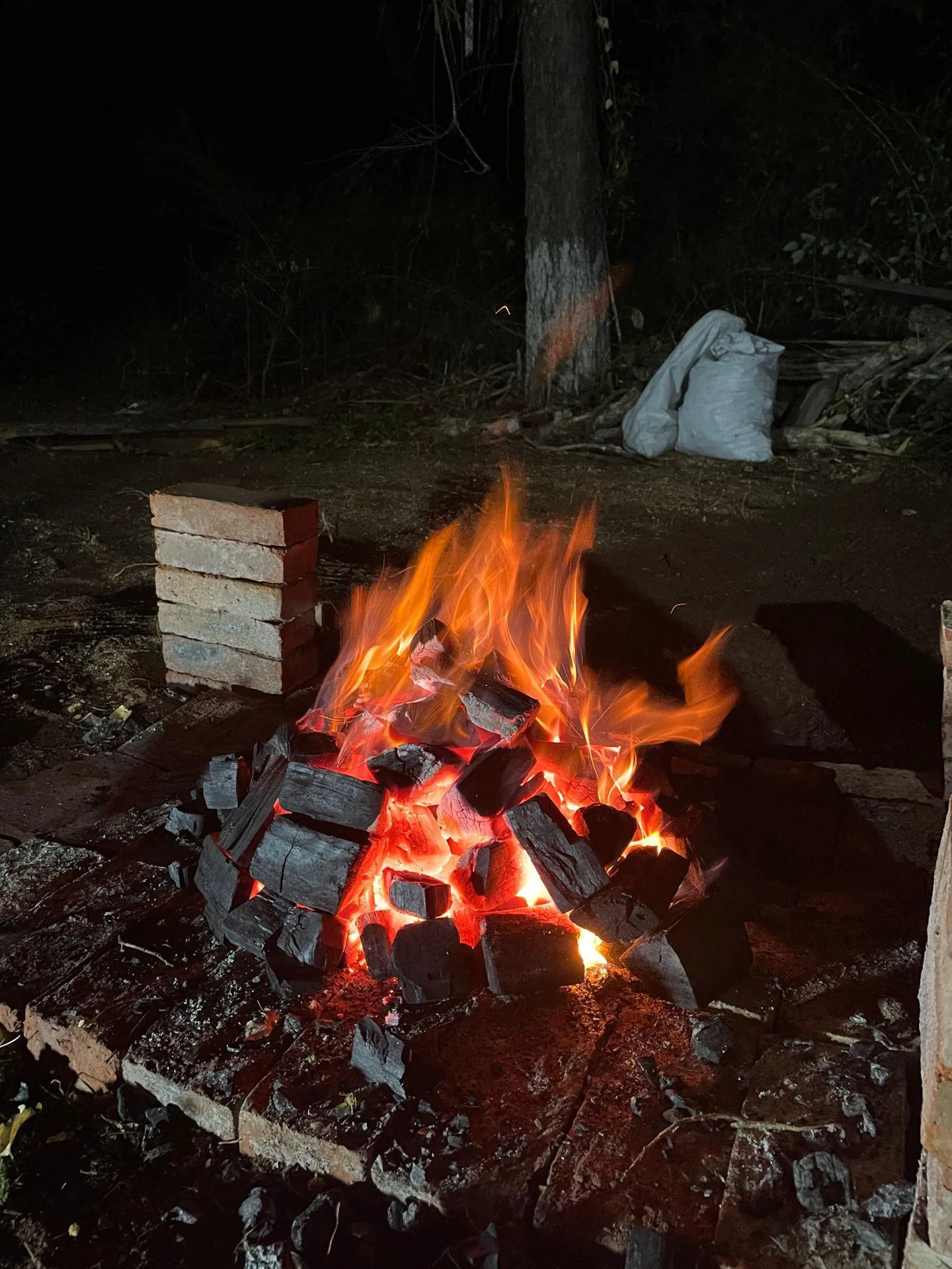 Carbón encendido durante una prueba
